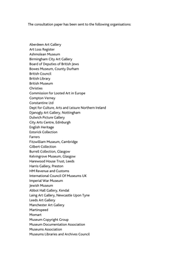 List of Organisations to Which the Consultation Paper Has Been Sent