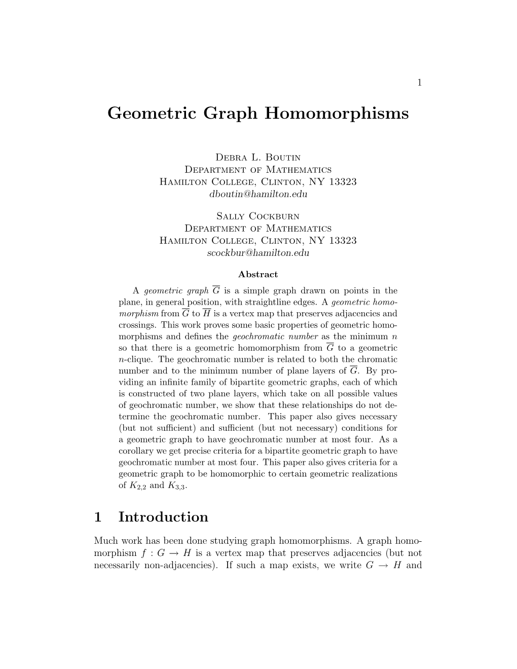 Geometric Graph Homomorphisms