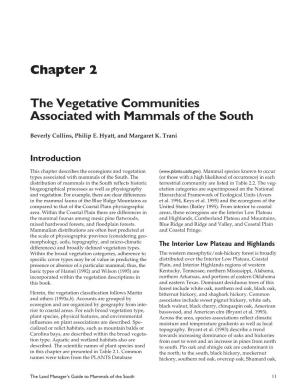 The Vegetative Communities Associated with Mammals of the South