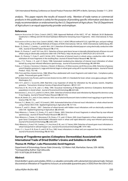 Survey of Trogoderma Species (Coleoptera: Dermestidae) Associated with International Trade of Dried Distiller’S Grains and Solubles in the USA Thomas W