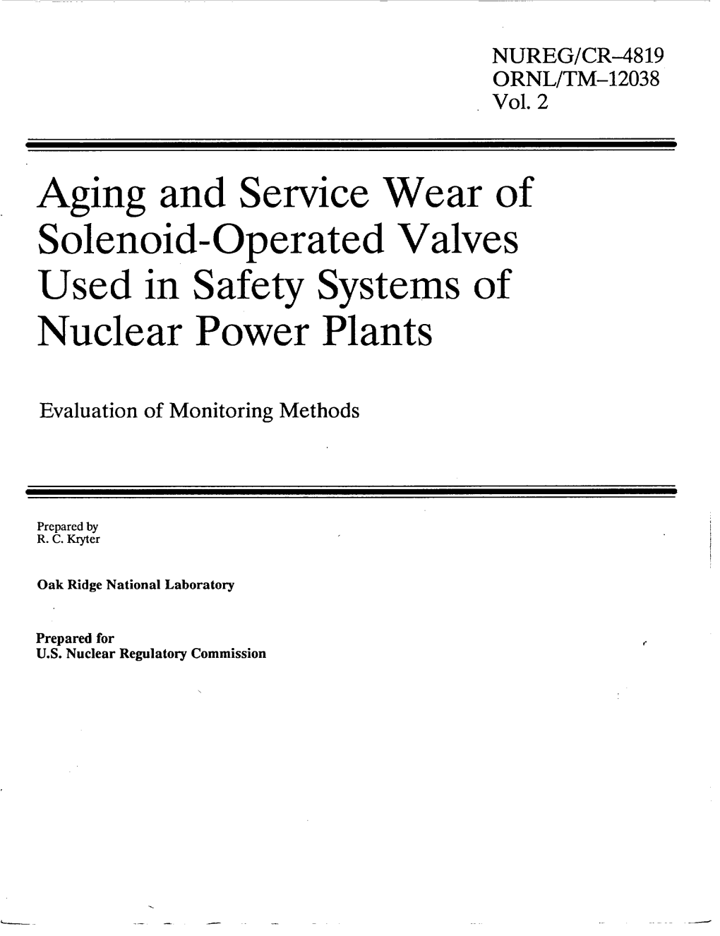 Aging & Service Wear of Solenoid-Operated Valves Used In