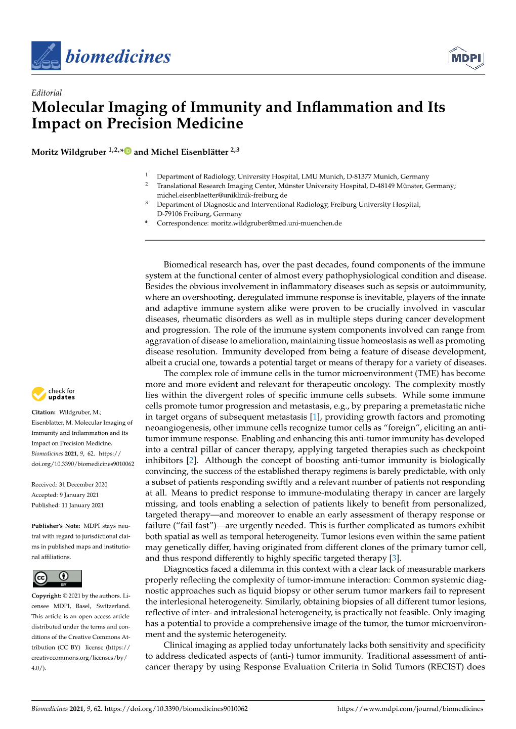 Molecular Imaging of Immunity and Inflammation and Its Impact on Precision Medicine