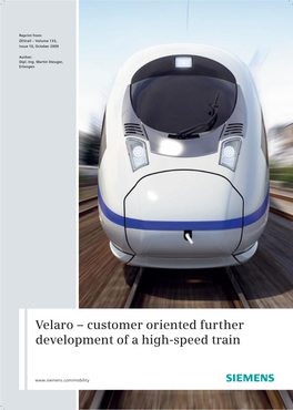 Velaro – Customer Oriented Further Development of a High-Speed Train