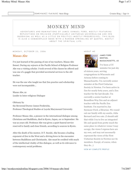 Monkey Mind: Masao Abe Page 1 of 3