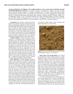 Characteristics of Pebble and Cobble-Sized Clasts Along the Curiosity Rover Traverse from Sol 0 to 90