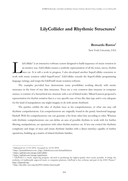 Lilycollider and Rhythmic Structures1