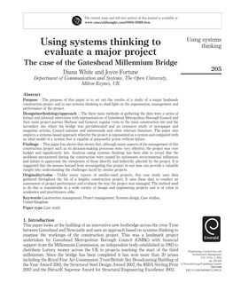 Using Systems Thinking to Evaluate a Major Project