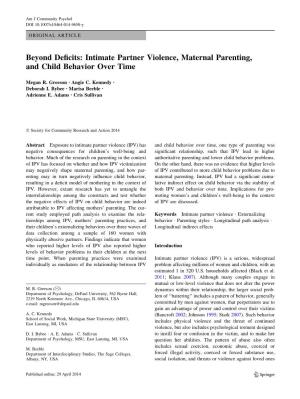 Intimate Partner Violence, Maternal Parenting, and Child Behavior Over Time