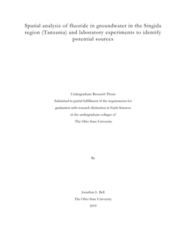 Spatial Analysis of Fluoride in Groundwater in the Singida Region (Tanzania) and Laboratory Experiments to Identify Potential Sources