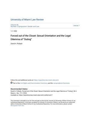 Forced out of the Closet: Sexual Orientation and the Legal Dilemma of "Outing"