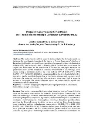 Derivative Analysis and Serial Music: the Theme of Schoenberg's