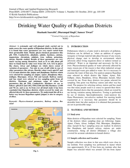 Drinking Water Quality of Rajasthan Districts