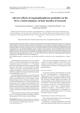 Adverse Effects of Organophosphorus Pesticides on the Liver: a Brief Summary of Four Decades of Research