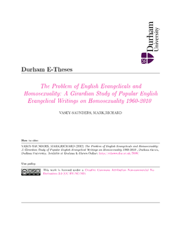 A Girardian Study of Popular English Evangelical Writings on Homosexuality 1960-2010