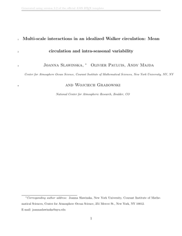 Multi-Scale Interactions in an Idealized Walker Circulation: Mean
