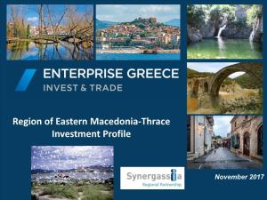 Eastern Macedonia and Thrace : Quick Facts (I)