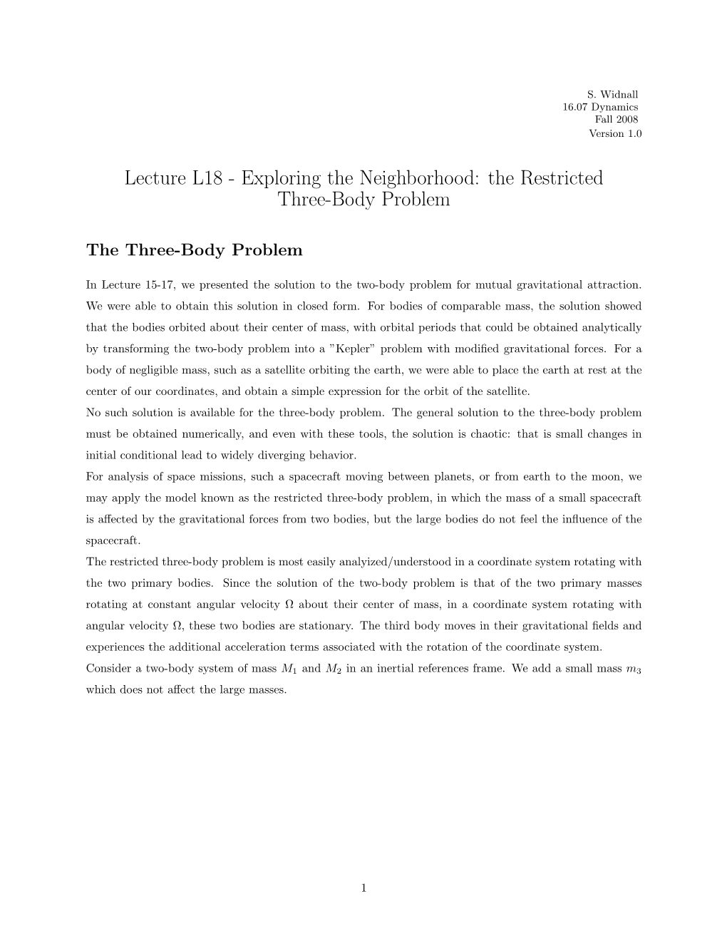 The Restricted Three-Body Problem