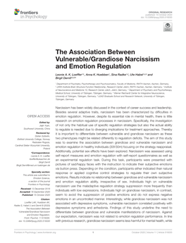 The Association Between Vulnerable/Grandiose Narcissism and Emotion Regulation