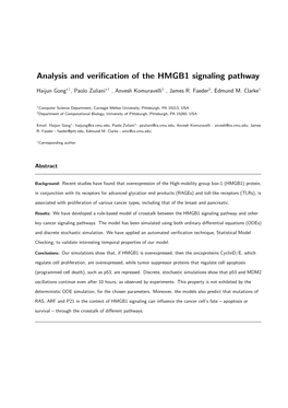 Analysis and Verification of the HMGB1 Signaling Pathway