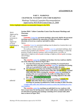 Markings Technical Committee Recommendations Approved by NCUTCD Council June 21, 2008 Yellow Highlight Indicates Recommended Changes to the NPA