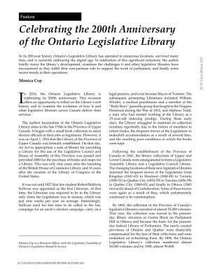 Celebrating the 200Th Anniversary of the Ontario Legislative Library