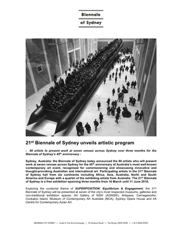 21St Biennale of Sydney Unveils Artistic Program