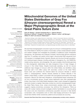 Mitochondrial Genomes of the United States Distribution