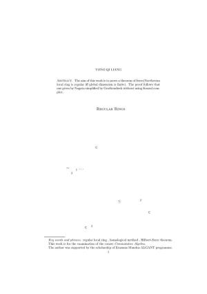 Hilbert-Serre Theorem on Regular Noetherian Local Rings