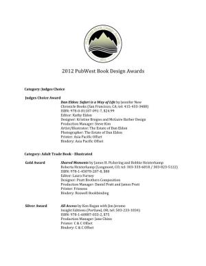 2012 Pubwest Book Design Awards