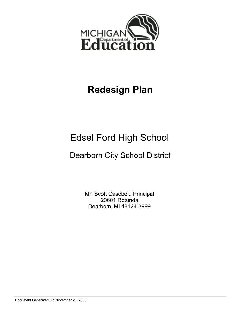 Redesign Plan Edsel Ford High School