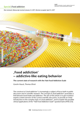 ‚Food Addiction' – Addictive-Like Eating Behavior