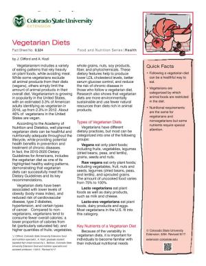 Vegetarian Diets Fact Sheet No