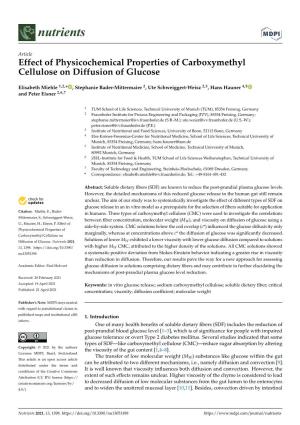 Effect of Physicochemical Properties of Carboxymethyl Cellulose on Diffusion of Glucose