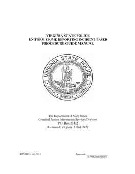 Virginia State Police Uniform Crime Reporting Incident-Based Procedure Guide Manual