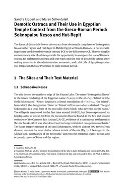 Demotic Ostraca and Their Use in Egyptian Temple Context from the Greco-Roman Period: Soknopaiou Nesos and Hut-Repit