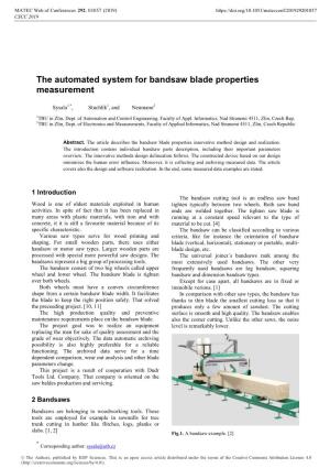 The Automated System for Bandsaw Blade Properties Measurement