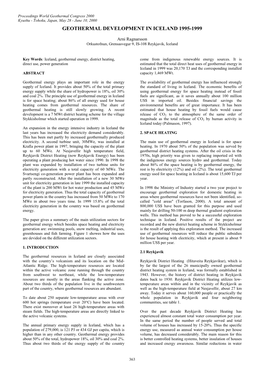 Geothermal Development in Iceland 1995-1999