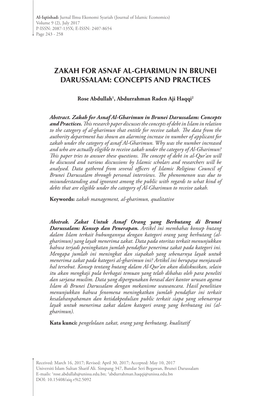 Zakah for Asnaf Al-Gharimun in Brunei Darussalam: Concepts and Practices