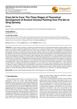 From Art to Cure: the Three Stages of Theoretical Development of Ancient Chinese Painting from Pre-Qin to Qing Dynasty