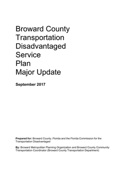 Broward County Transportation Disadvantaged Service Plan Major