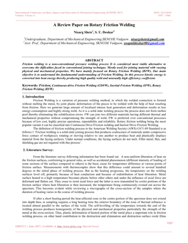 A Review Paper on Rotary Friction Welding Nisarg Shete1, S