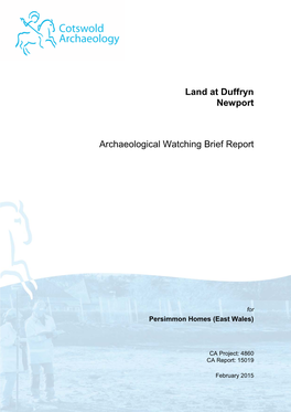 Land at Duffryn Newport Archaeological Watching Brief Report