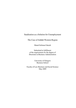 Saudization As a Solution for Unemployment the Case Of
