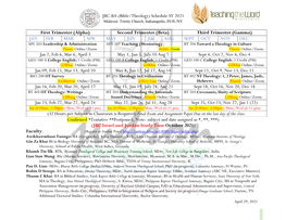 JBC-BA (Bible/Theology) Schedule SY 2021 Midwest: Trinity Church, Indianapolis, IN/IL/NY