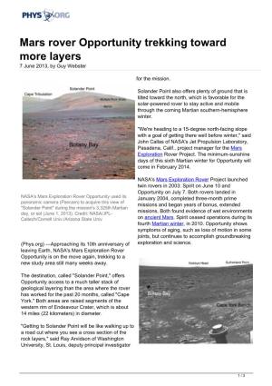 Mars Rover Opportunity Trekking Toward More Layers 7 June 2013, by Guy Webster