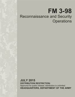 FM 3-98. Reconnaissance and Security Operations