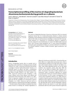 Transcriptional Profiling of the Marine Oildegrading Bacterium Alcanivorax Borkumensis During Growth on Nalkanes