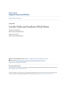 Loyalty Oaths and Academic Witch Hunts Charles F