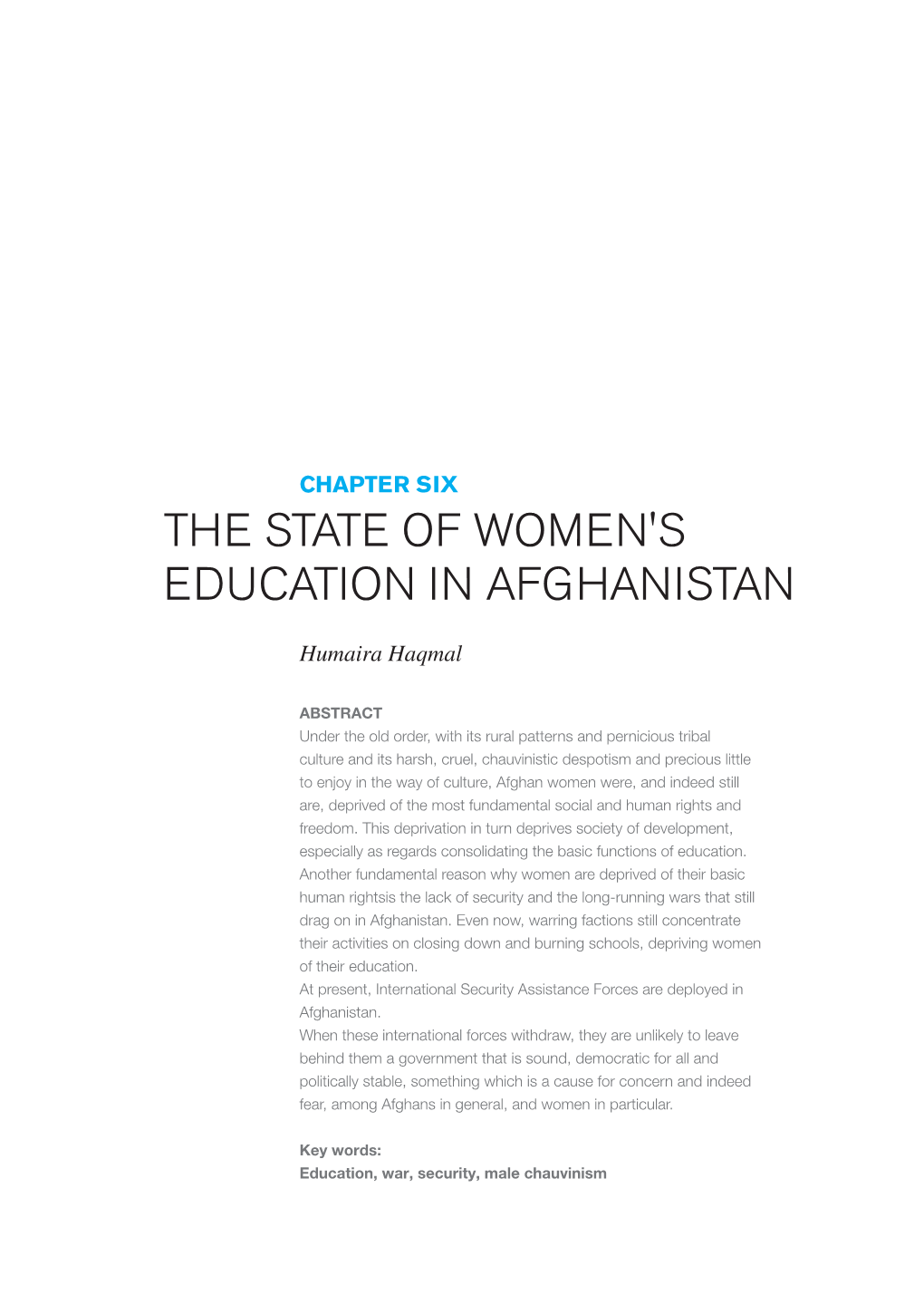 The State of Women's Education in Afghanistan