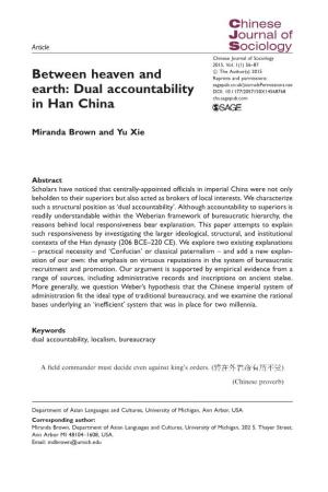 Between Heaven and Earth: Dual Accountability in Han China
